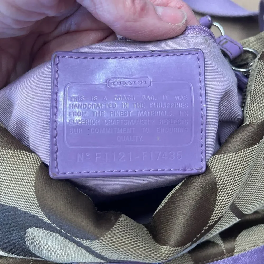 Coach Signature Stripe Hipster Slim Duffle Crossbody Purple - Lavender Hangtag